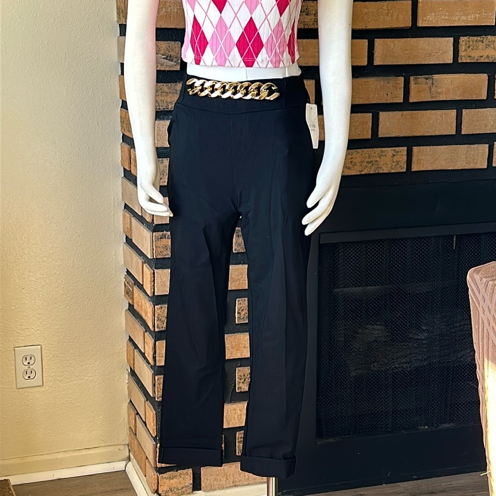 Paris Black Pants with Goldtone Detailing